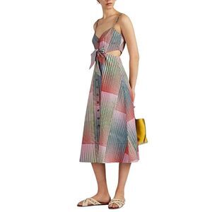 Saloni Lea Geometric Print Cotton Midi Dress Sz. 4 (US)